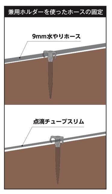 兼用ホルダーを使ったホースの固定イメージ図